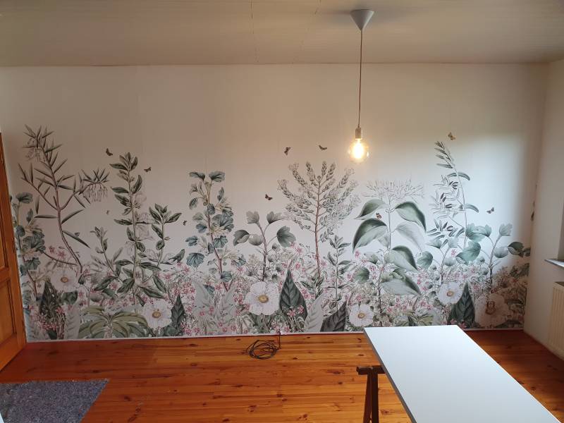 Pose d'un papier peint grand format par vs peinture a sarralbe