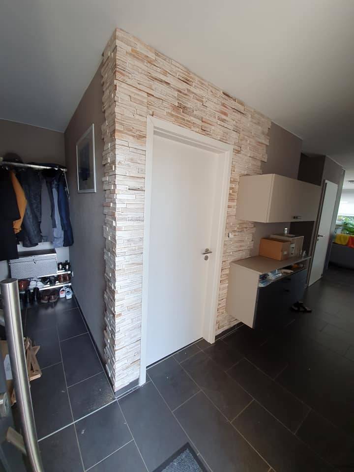 pose de pierre de parement à Neufgrange