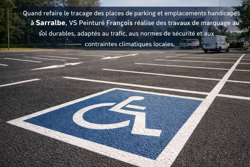 traçage des places de parking et emplacements handicapés à Sarreguemines