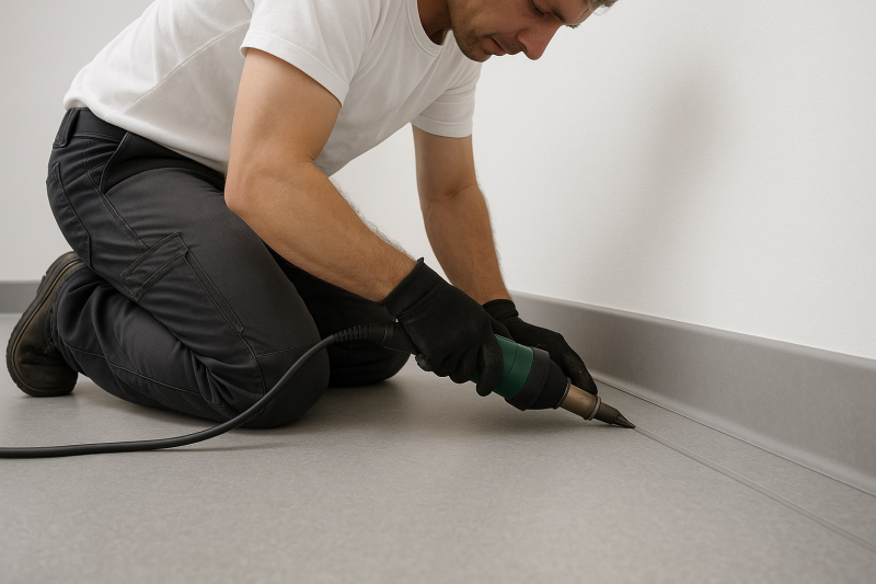 Soudure  à chaud sur sol p.v.c